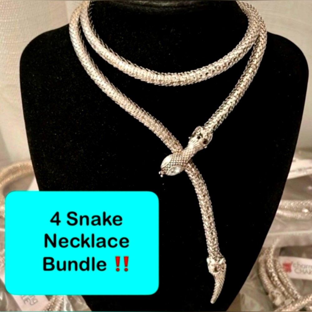 Bundle of 4 Snake Necklace-Silver 🐍